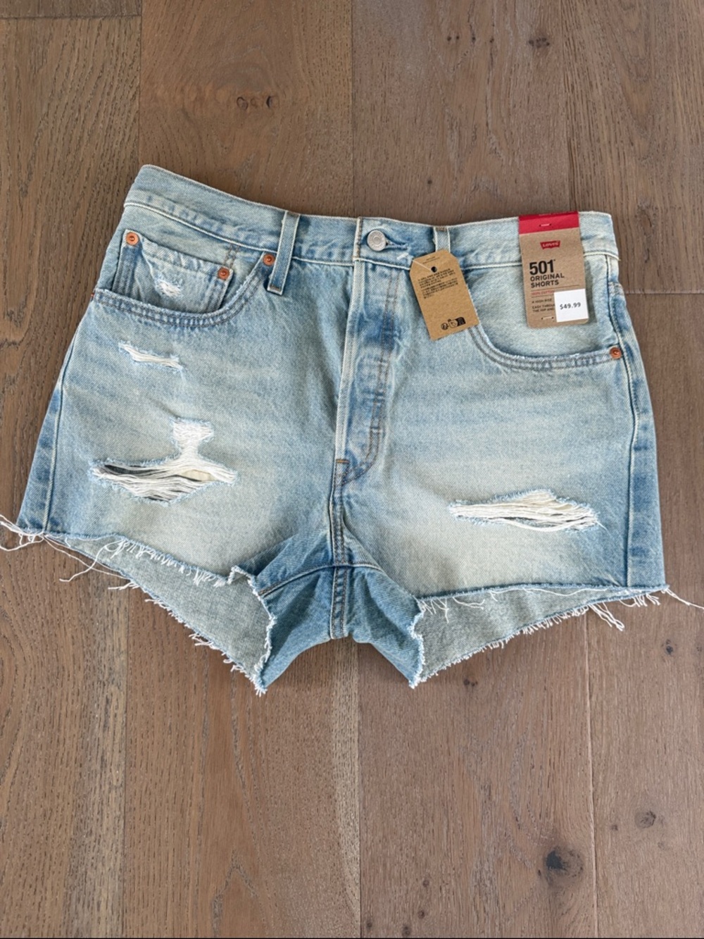 Levi's Light Blue Distressed Cutoff Denim Shorts